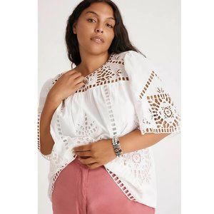 NWT Anthropologie Livia Eyelet Blouse White XL